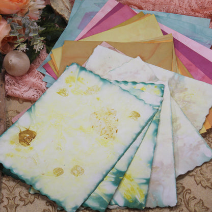 Summer Meadow # 2 Inspirational Paper Pack | 35 piece set | Eco Dyed / Hand Dyed Paper | Junk Journal Pack