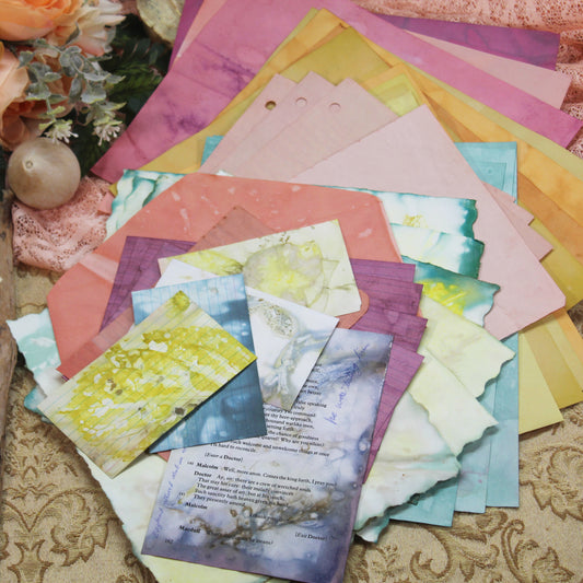 Summer Meadow # 3 Inspirational Paper Pack | 35 piece set | Eco Dyed / Hand Dyed Paper | Junk Journal Pack