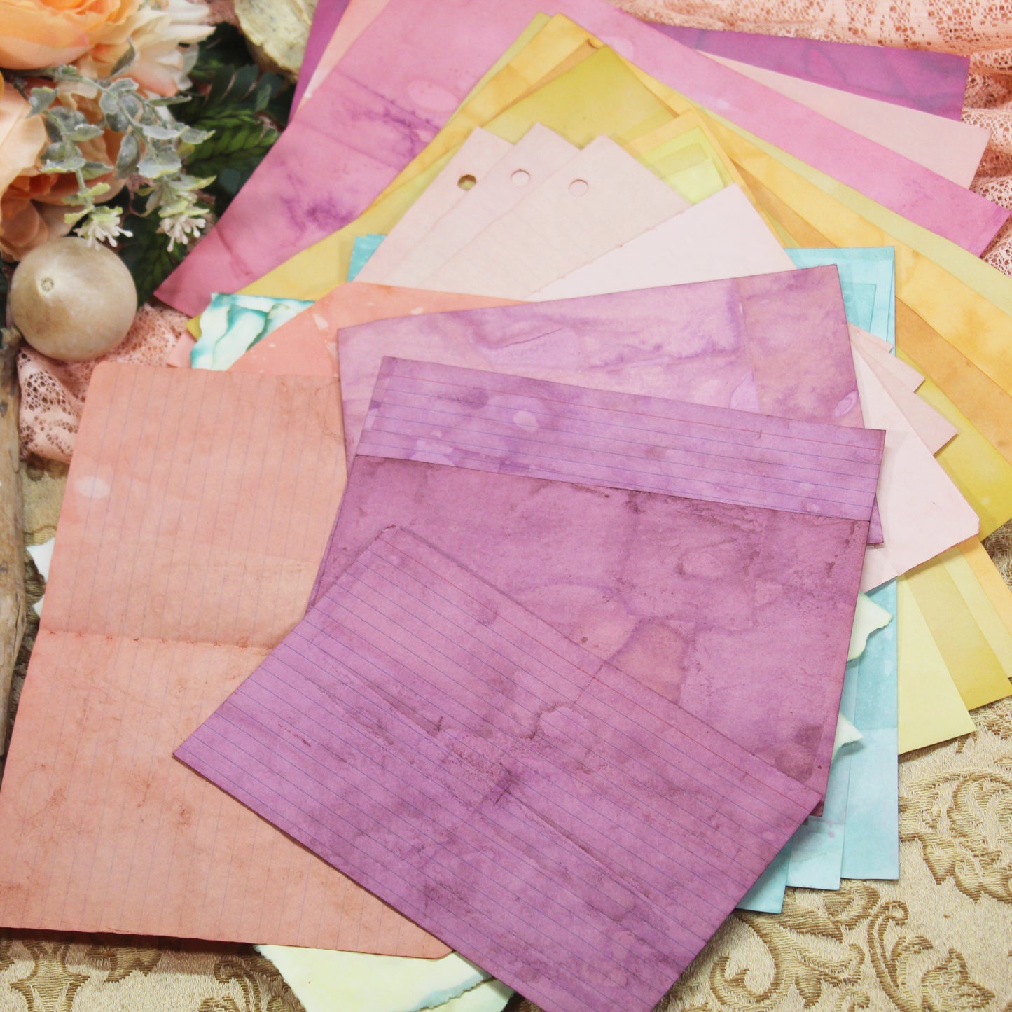 Summer Meadow # 3 Inspirational Paper Pack | 35 piece set | Eco Dyed / Hand Dyed Paper | Junk Journal Pack