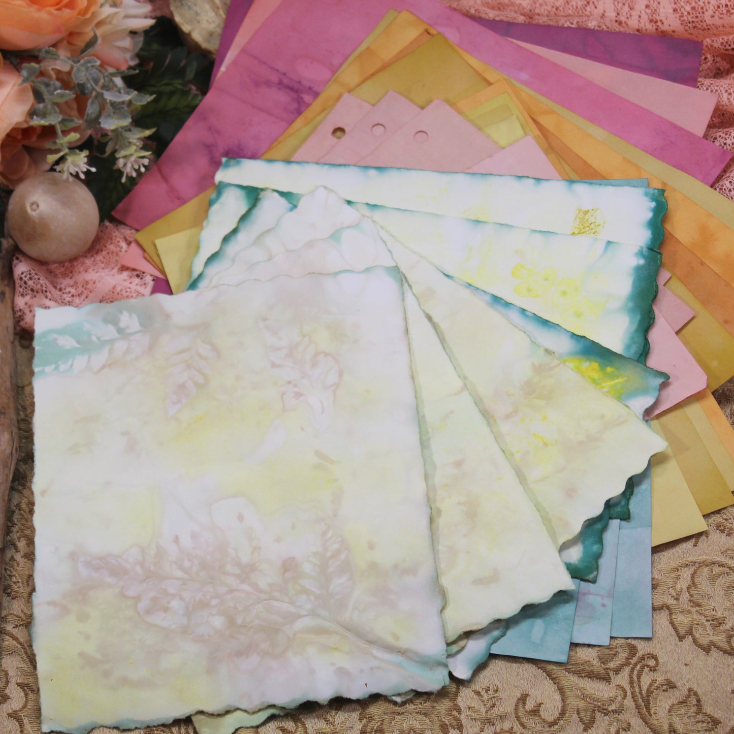 Summer Meadow # 3 Inspirational Paper Pack | 35 piece set | Eco Dyed / Hand Dyed Paper | Junk Journal Pack