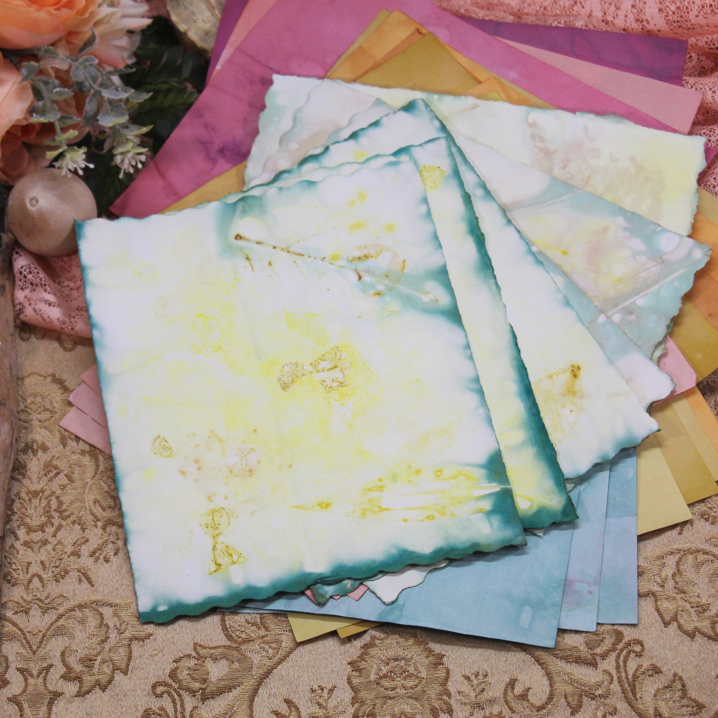 Summer Meadow # 3 Inspirational Paper Pack | 35 piece set | Eco Dyed / Hand Dyed Paper | Junk Journal Pack