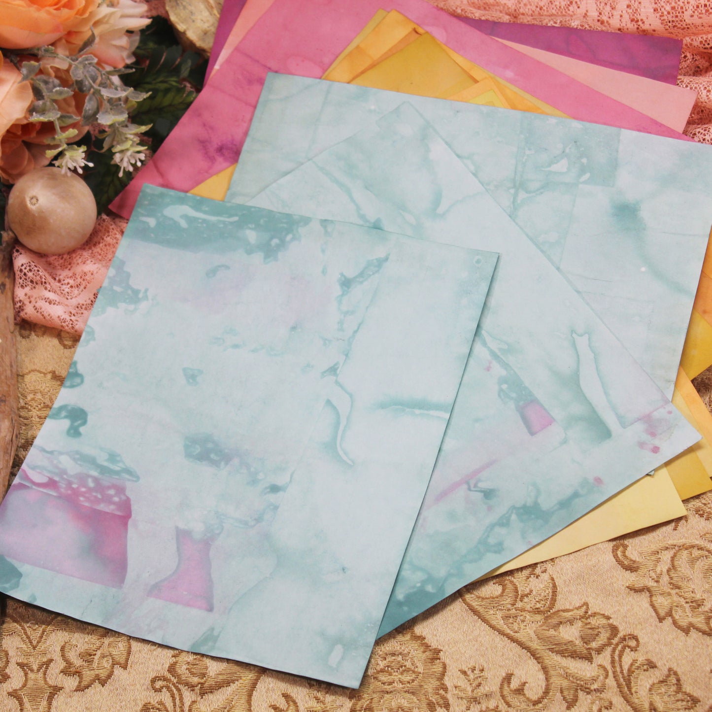 Summer Meadow # 3 Inspirational Paper Pack | 35 piece set | Eco Dyed / Hand Dyed Paper | Junk Journal Pack