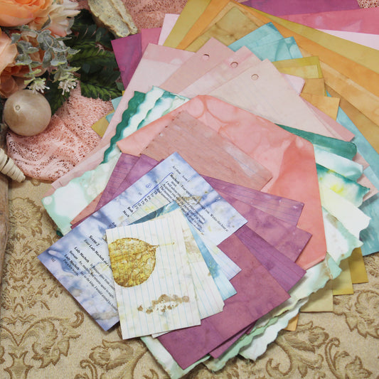 Summer Meadow # 4 Inspo Paper Pack - 35 piece set - Eco Dyed / Hand Dyed Paper - Junk Journal Pack