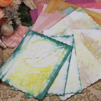 Summer Meadow # 4 Inspo Paper Pack - 35 piece set - Eco Dyed / Hand Dyed Paper - Junk Journal Pack