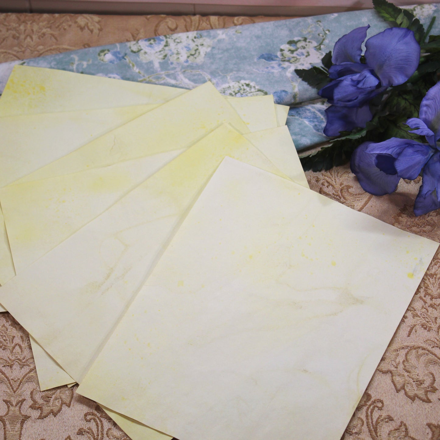 Iris Bloom # 1 Inspirational Paper Pack | 24 piece set | Eco Dyed / Hand Dyed Paper | Junk Journal Pack