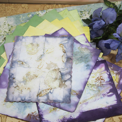 Iris Bloom # 3 Inspirational Paper Pack | 24 piece set | Eco Dyed / Hand Dyed Paper | Junk Journal Pack