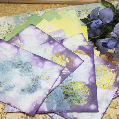 Iris Bloom # 3 Inspirational Paper Pack | 24 piece set | Eco Dyed / Hand Dyed Paper | Junk Journal Pack