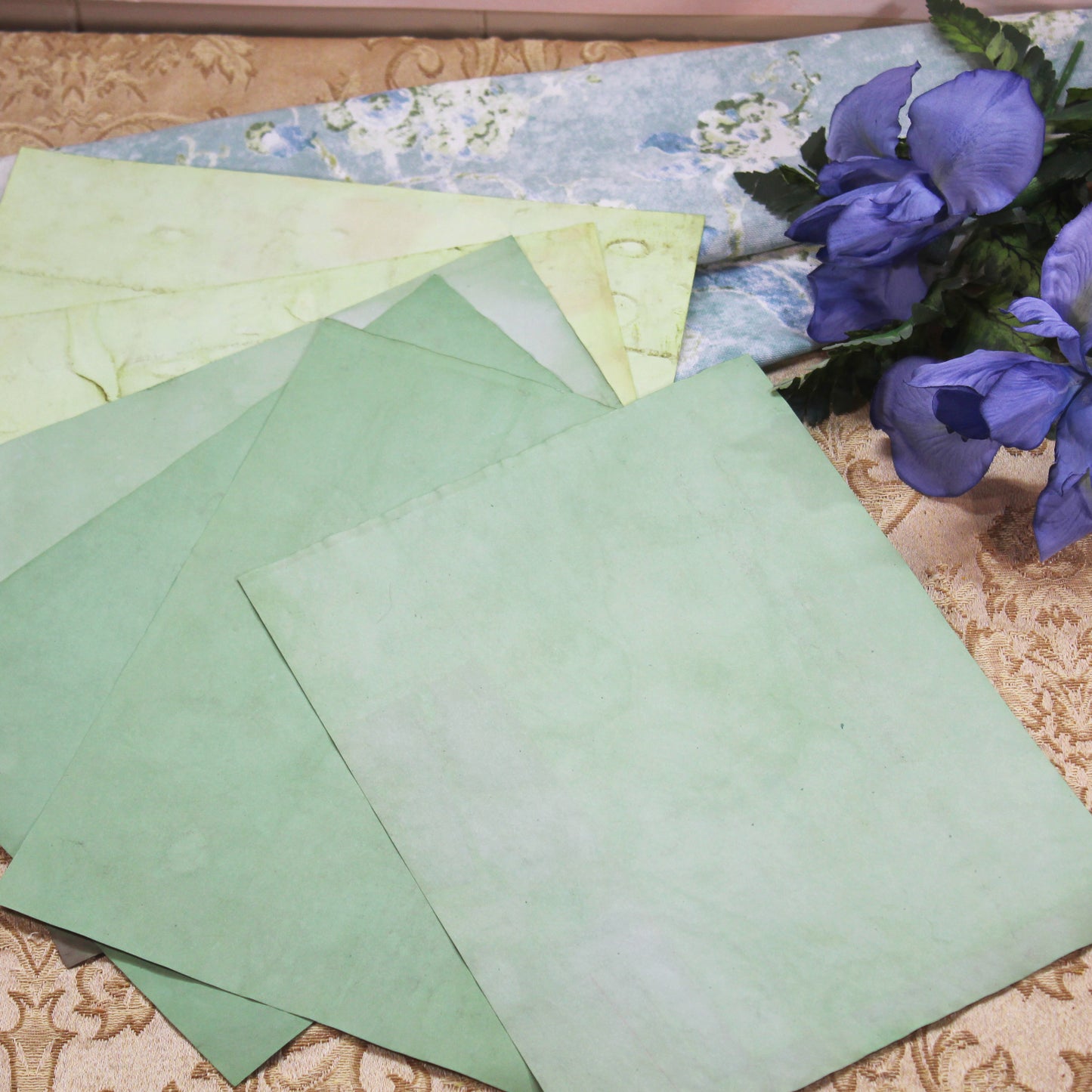 Iris Bloom # 3 Inspirational Paper Pack | 24 piece set | Eco Dyed / Hand Dyed Paper | Junk Journal Pack