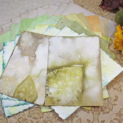 Sunflowers # 4 Inspirational Paper Pack | 38 piece set | Eco Dyed / Hand Dyed Paper | Junk Journal Pack