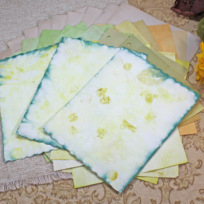 Sunflowers # 4 Inspirational Paper Pack | 38 piece set | Eco Dyed / Hand Dyed Paper | Junk Journal Pack