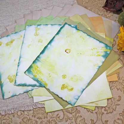 Sunflowers # 4 Inspirational Paper Pack | 38 piece set | Eco Dyed / Hand Dyed Paper | Junk Journal Pack