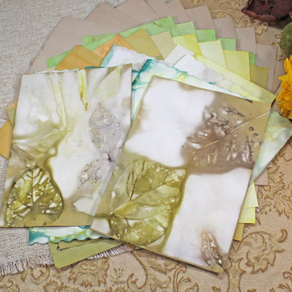 Sunflowers # 3 Inspirational Paper Pack | 38 piece set | Eco Dyed / Hand Dyed Paper | Junk Journal Pack