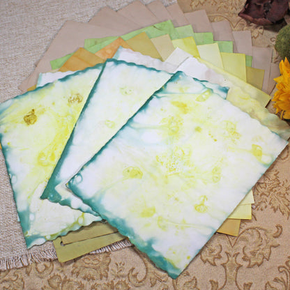 Sunflowers # 3 Inspirational Paper Pack | 38 piece set | Eco Dyed / Hand Dyed Paper | Junk Journal Pack