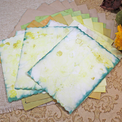 Sunflowers # 3 Inspirational Paper Pack | 38 piece set | Eco Dyed / Hand Dyed Paper | Junk Journal Pack