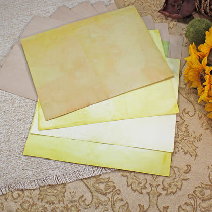 Sunflowers # 3 Inspirational Paper Pack | 38 piece set | Eco Dyed / Hand Dyed Paper | Junk Journal Pack