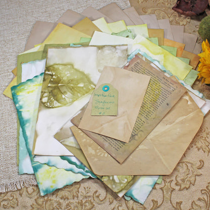 Sunflowers # 2 Inspirational Paper Pack | 38 piece set | Eco Dyed / Hand Dyed Paper | Junk Journal Pack