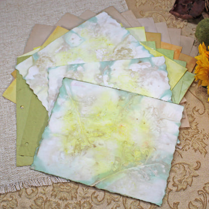 Sunflowers # 2 Inspirational Paper Pack | 38 piece set | Eco Dyed / Hand Dyed Paper | Junk Journal Pack