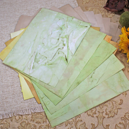 Sunflowers # 2 Inspirational Paper Pack | 38 piece set | Eco Dyed / Hand Dyed Paper | Junk Journal Pack