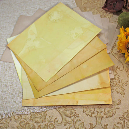 Sunflowers # 2 Inspirational Paper Pack | 38 piece set | Eco Dyed / Hand Dyed Paper | Junk Journal Pack