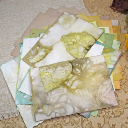 Sunflowers # 1 Inspirational Paper Pack | 38 piece set | Eco Dyed / Hand Dyed Paper | Junk Journal Pack