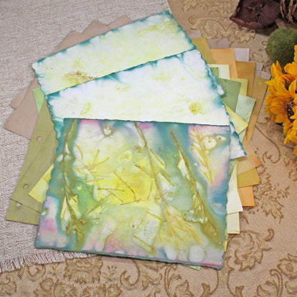 Sunflowers # 1 Inspirational Paper Pack | 38 piece set | Eco Dyed / Hand Dyed Paper | Junk Journal Pack