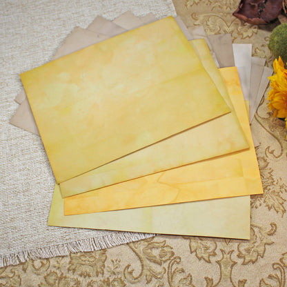 Sunflowers # 1 Inspirational Paper Pack | 38 piece set | Eco Dyed / Hand Dyed Paper | Junk Journal Pack