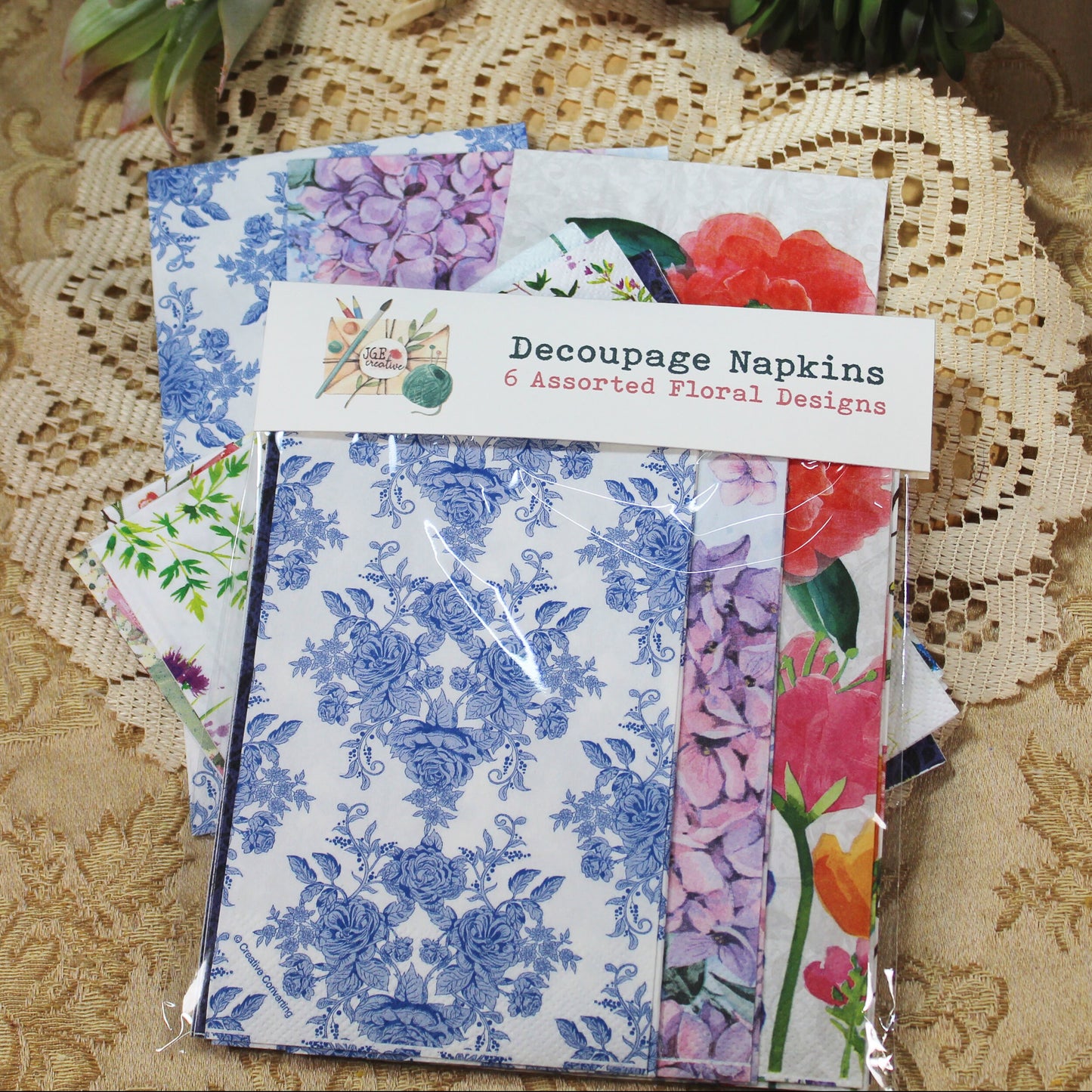 Decoupage Napkins 6 Assorted Floral Designs - Series 2