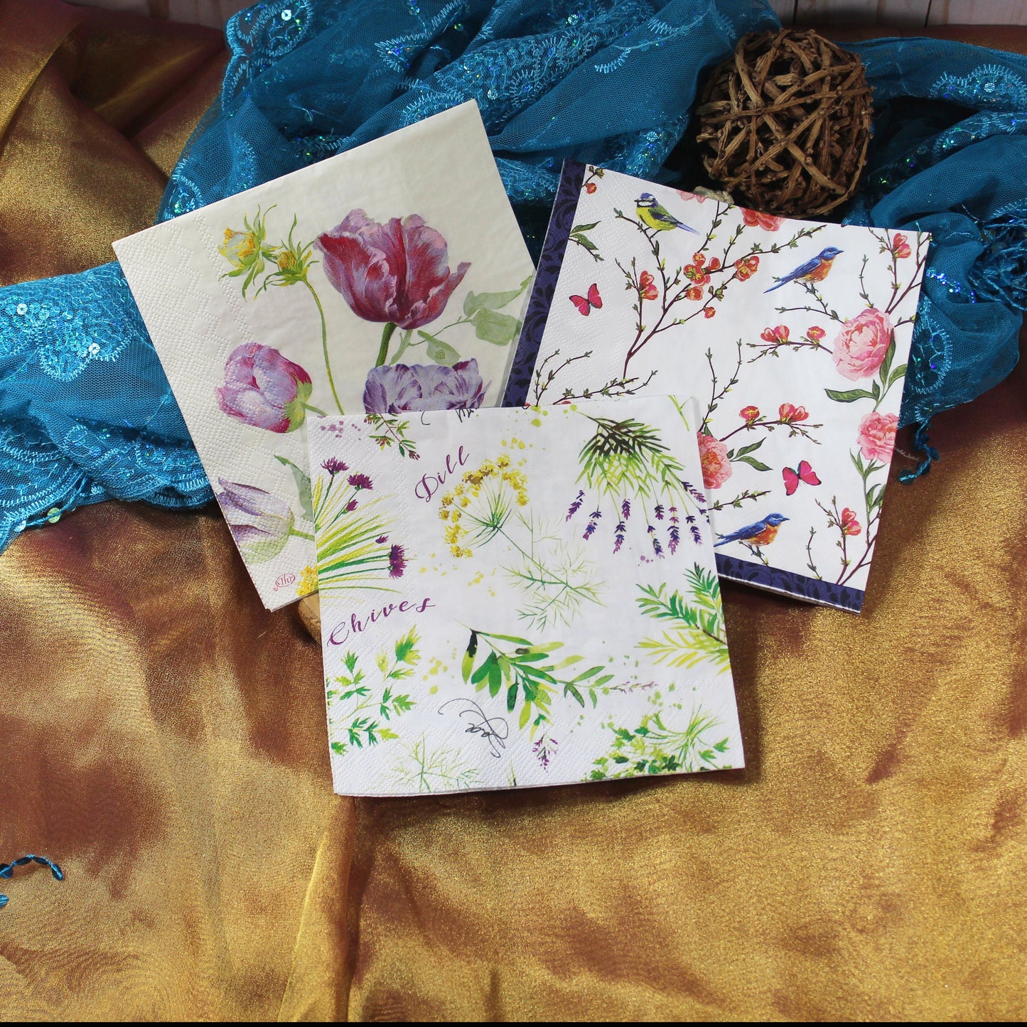 Decoupage Napkins 6 Assorted Floral Designs - Series 7