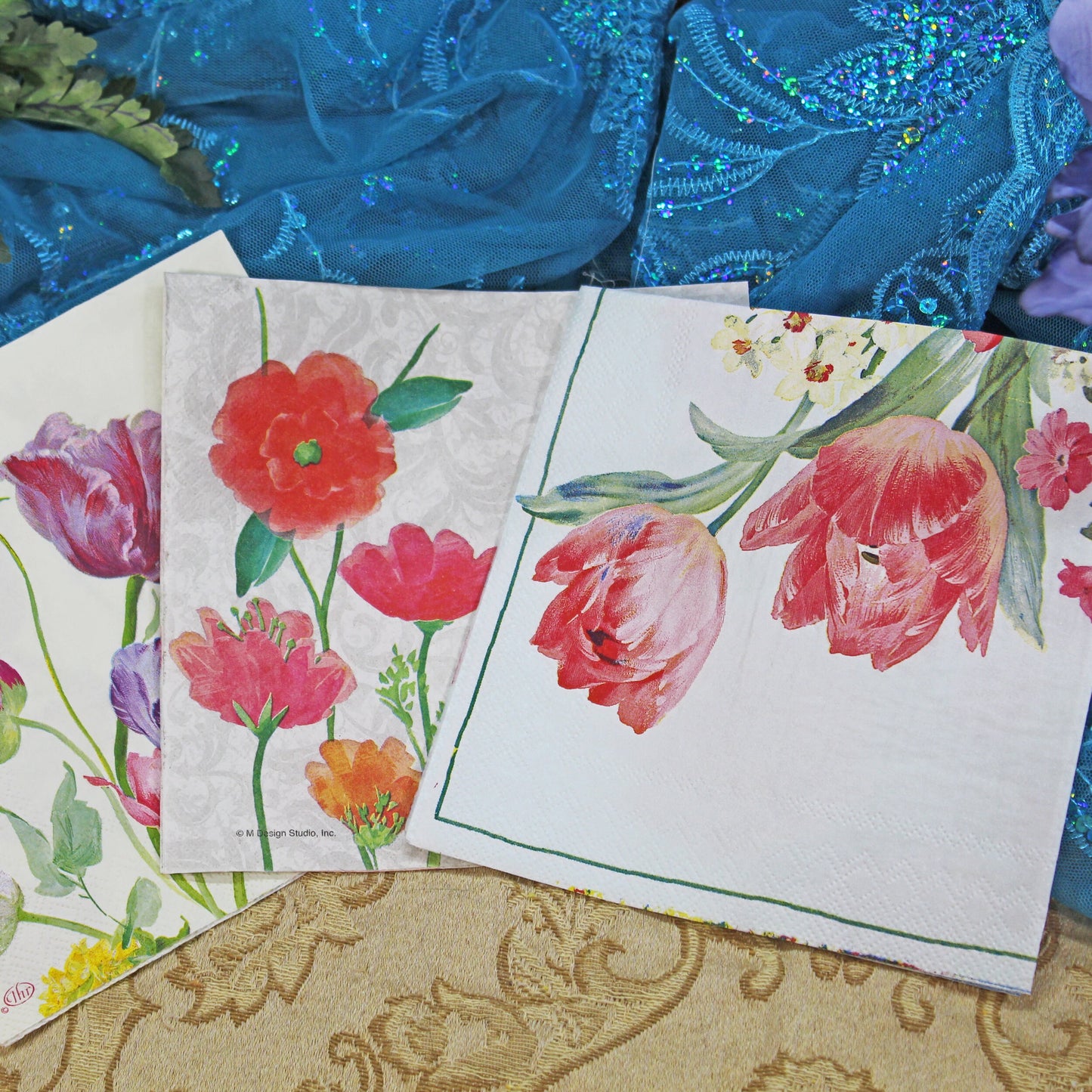 Decoupage Napkins 6 Assorted Floral Designs - Series 8