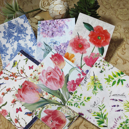 Decoupage Napkins 6 Assorted Floral Designs - Series 2