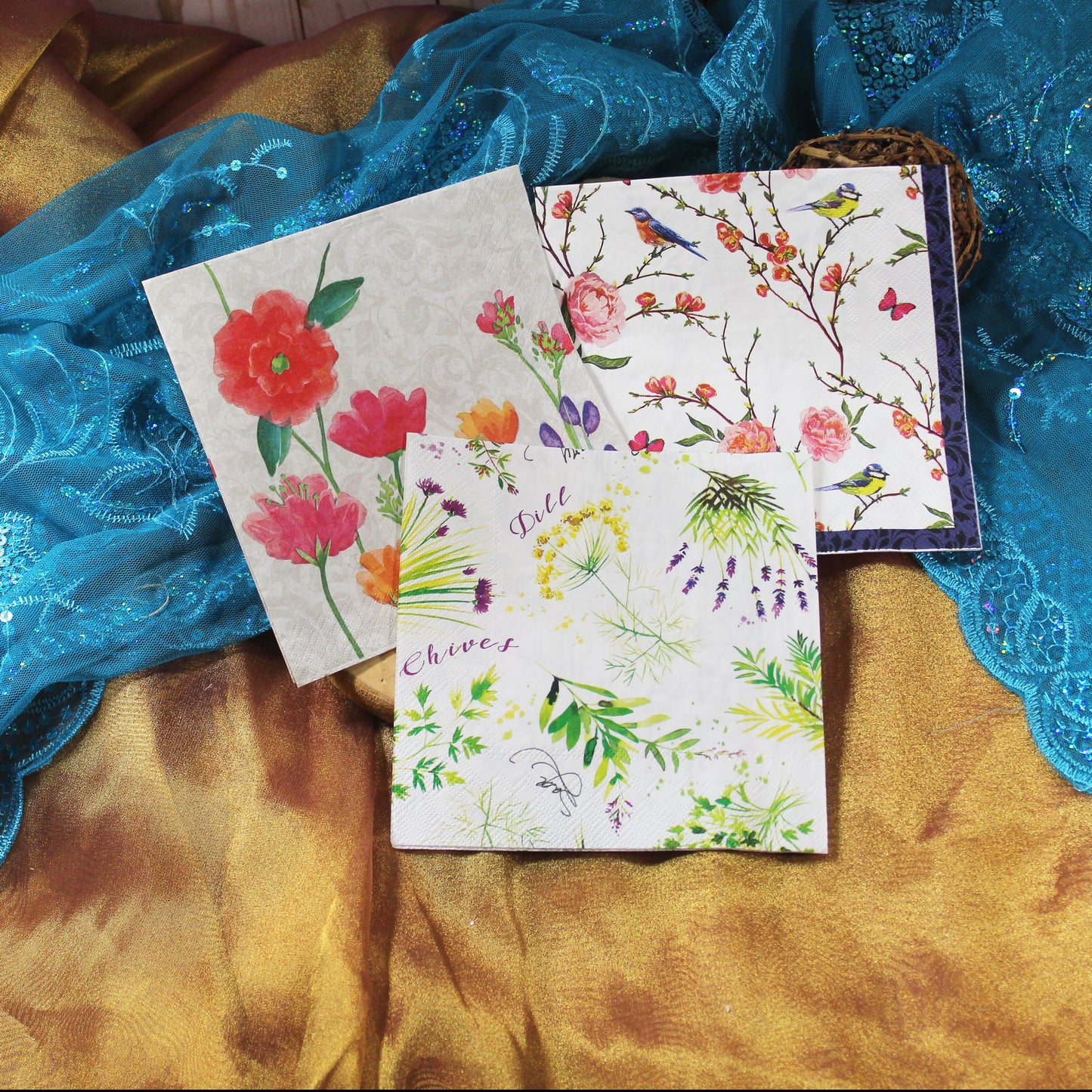 Decoupage Napkins 6 Assorted Floral Designs - Series 5