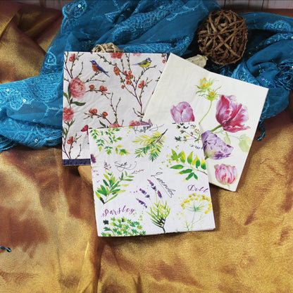 Decoupage Napkins 6 Assorted Floral Designs - Series 4