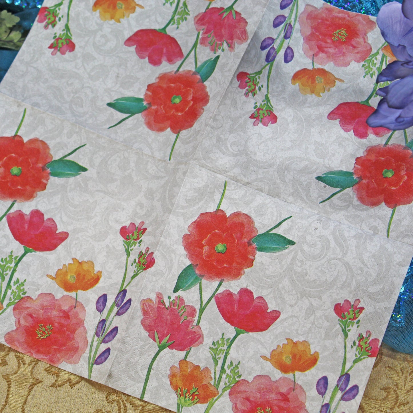 Decoupage Napkins 6 Assorted Floral Designs - Series 8